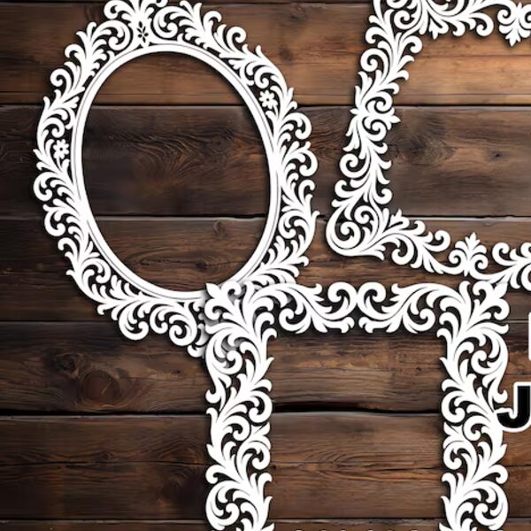 Filigree monogram frame cut-file design